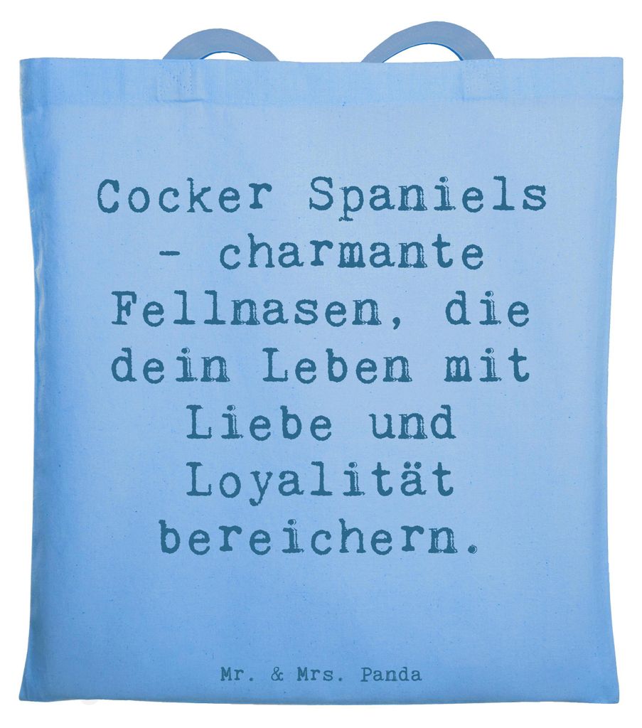 Mr. & Mrs. Panda Tote Bag Spruch Cocker Spaniel Liebe - Sky Blue - Geschenk, Herz erobern, verspielter Charakter, Hunderasse, Hunderassen, Stoffbeu...