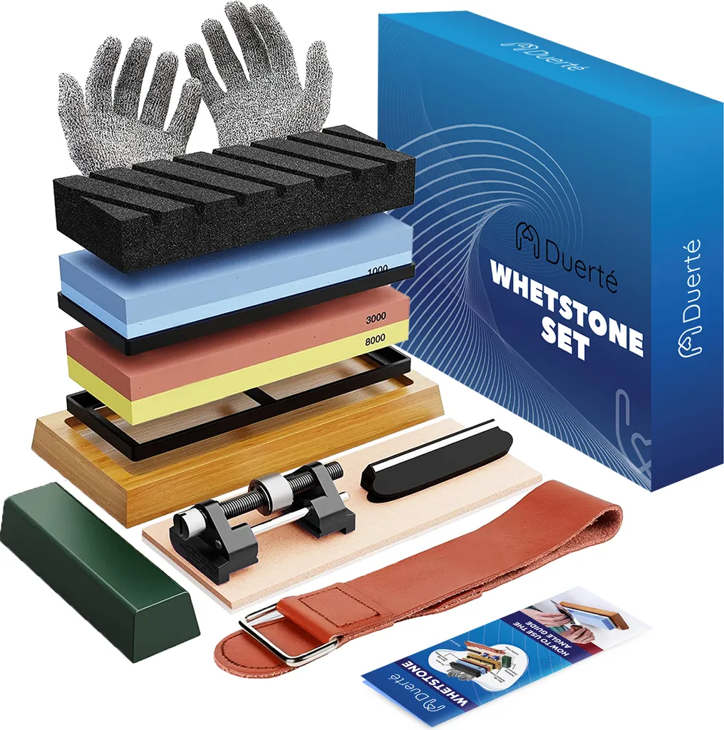 Duerté Kit Affilacoltelli Professionale - Set Pietre Whetstone 400-8000