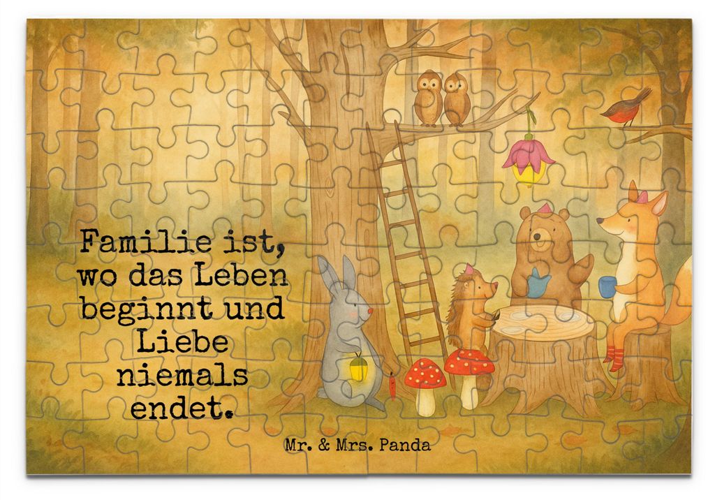 Mr. & Mrs. Panda Puzzle Waldtiere Picknick Design 96 Teile - Weiß - Geschenk, 500, Wald, Tiermotive, Eichhörnchen, Puzzlespiel, 300, 1000, Igel, ...