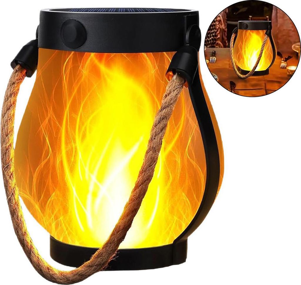 Gartenlicht, Solar Gartenlaterne mit Flammeneffekt, 22 Produktbild 