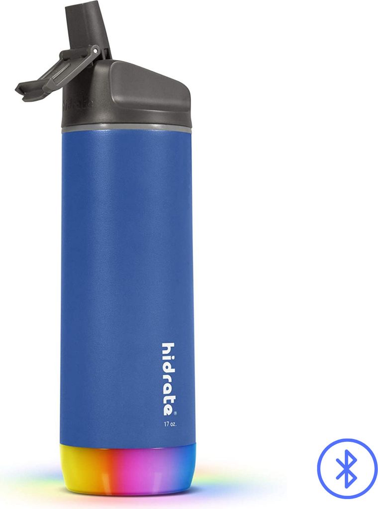Hidrate Spark Straw intelligente Wasserflasche - Stahl - 500ml - LED-Beleuchtung - Tiefblau