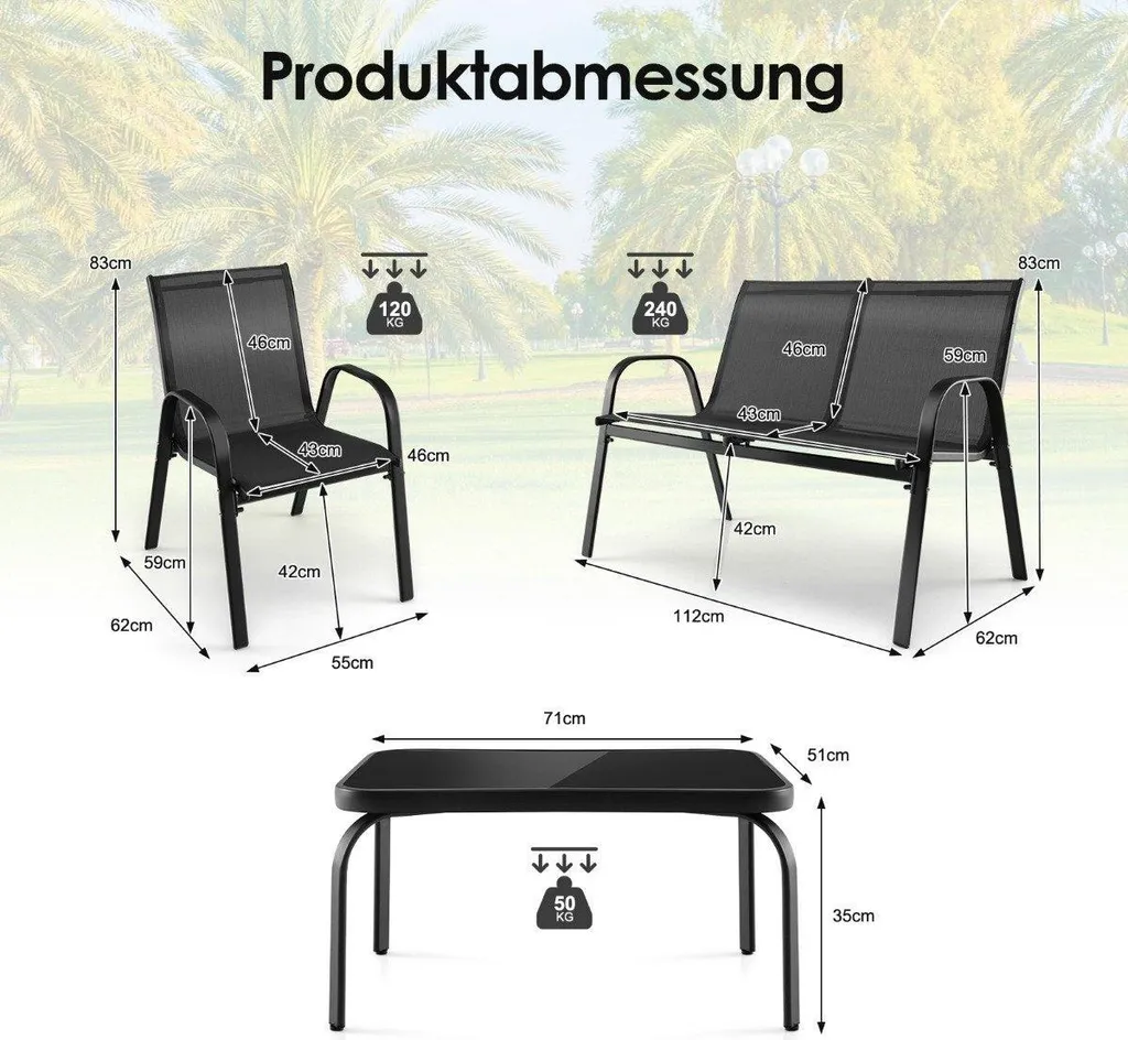 Petit salon de jardin 4 pièces gris : solution gain de place terrasse