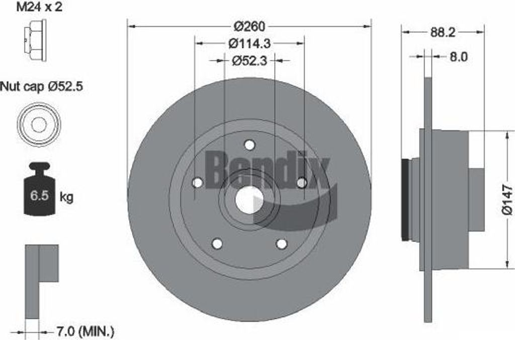 BENDIX Braking BDS1117 Bremsscheibe OE 432000010R kompatibel mit Clio, Scenic, Megane