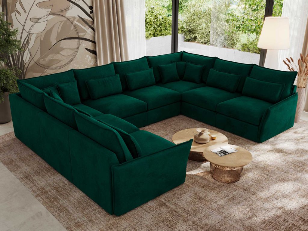 MKS MEBLE modulares U-förmiges Ecksofa, großes Wohnzimmer-Ecksofa, Big Sofa XXL, Wohnlandschaft, Ecksofa mit losen Kissen, Universal-Ecksofa U - ...