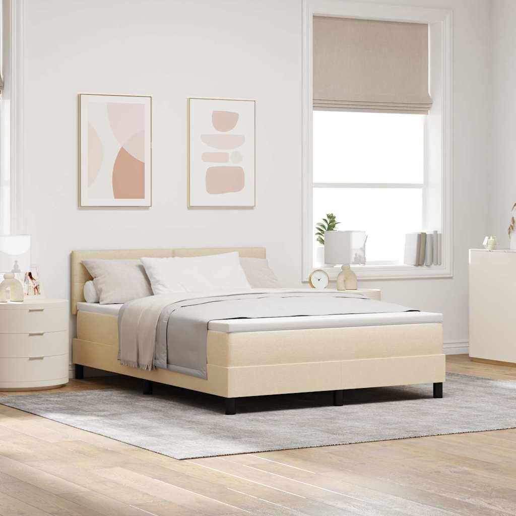 Maison Exclusive - Boxspringbett mit Matratze mit LED Creme 160 x 200 cm Stoff