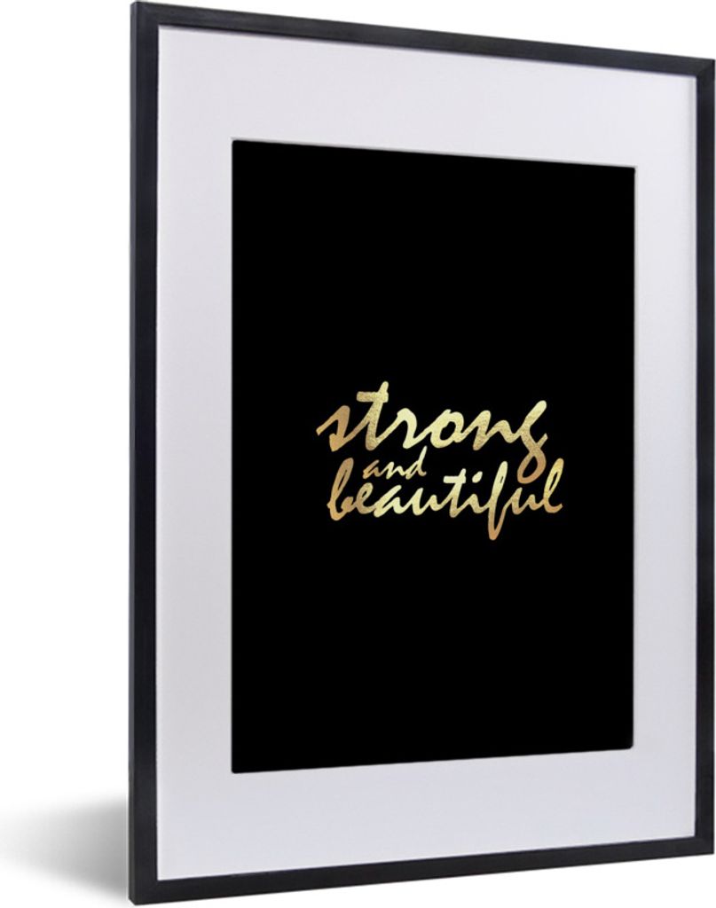 MuchoWow Gerahmtes Poster Zitate - Motivation - Schwarz - Gold 30x40 cm - Poster mit Schwarzem Bilderrahmen Wandposter Rahmen Foto Bilder - Wandp...