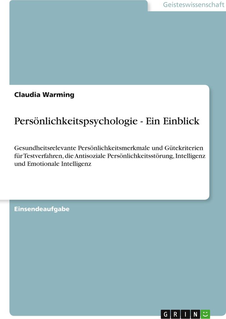 Persönlichkeitspsychologie - Ein Einblick