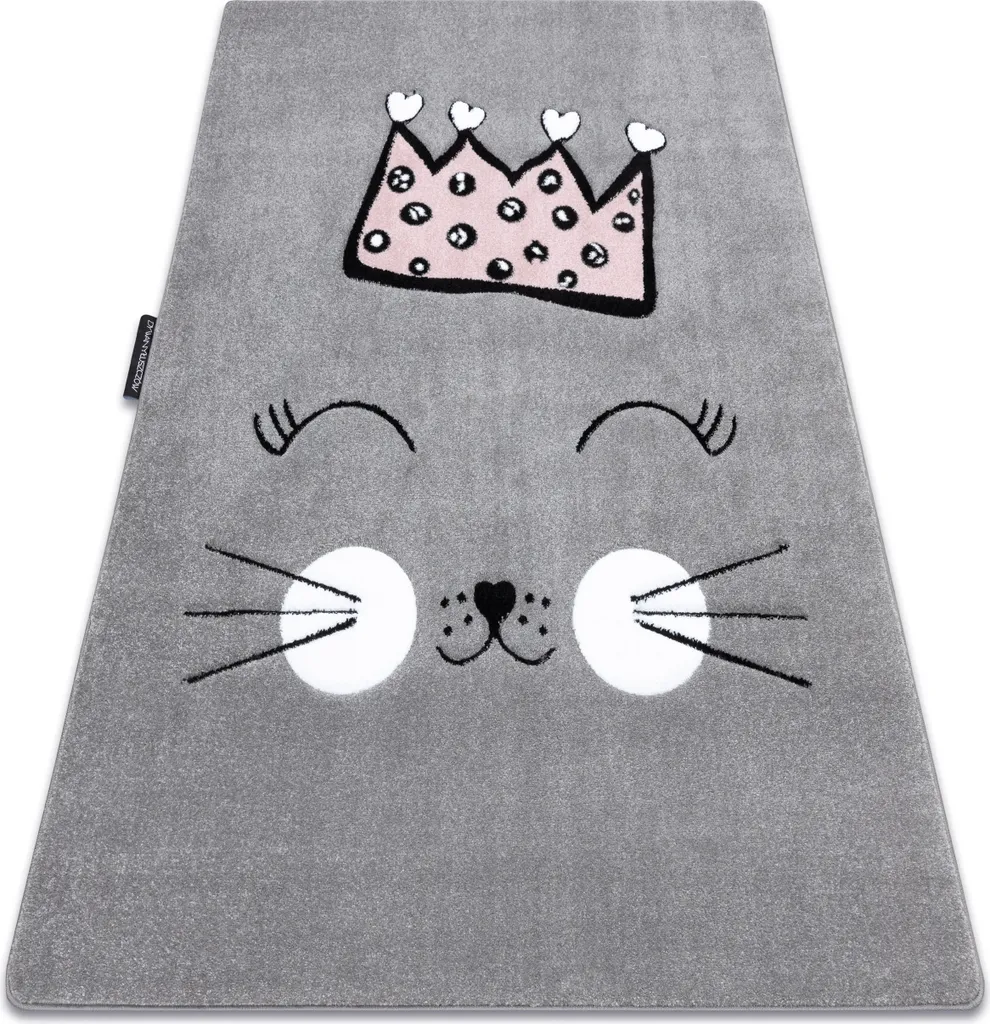 Tapis PETIT CAT CHAT COURONNE gris 240x330 cm - Moelleux et Moderne