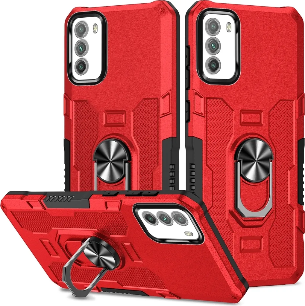 Xiaomi Poco M3 Case, resistente custodia a doppio strato con supporto ad anello e supporto per Xiaomi Poco M3 rosso