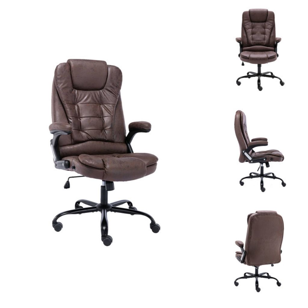 vidaXL Bürostuhl Dunkelbraun Wildleder-Optik - Bürostühle