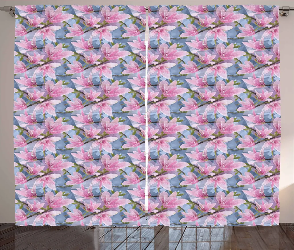 Tende Soggiorno ABAKUHAUS Magnolia: Stile Low Poly Blu-Grigio