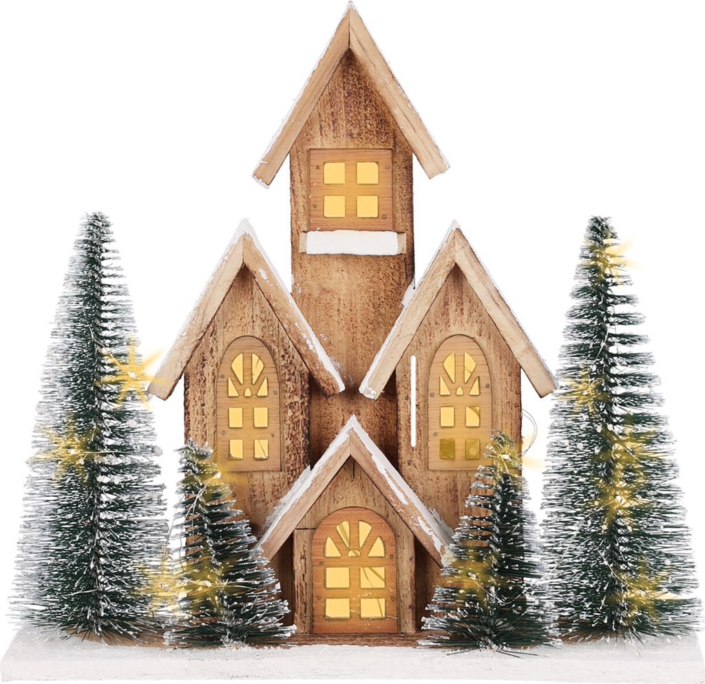 1.10 Petit village de Noël avec 4 maisons et des arbres - Image du produit 