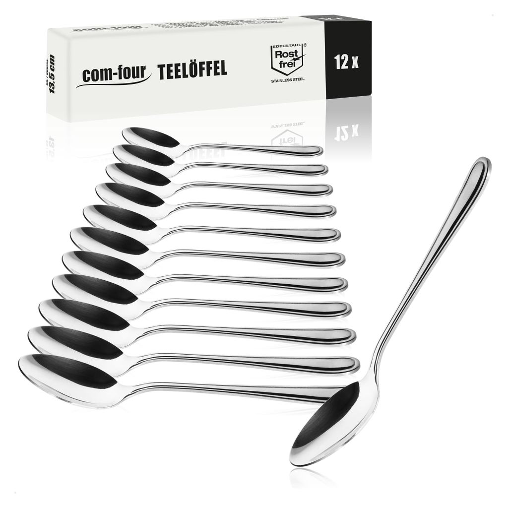 COM-FOUR® 12x Teelöffel aus rostfreiem Stahl - stilvolles Produktbild 