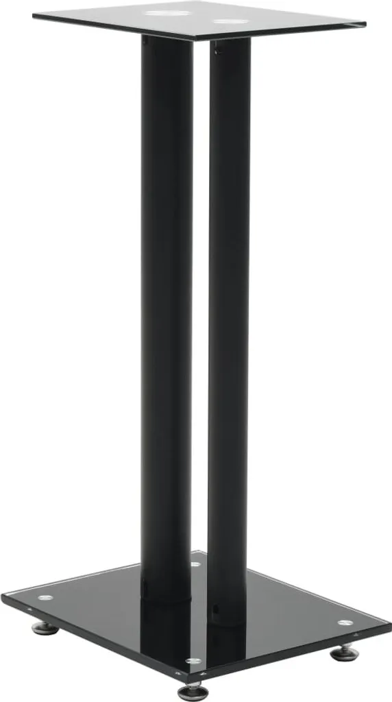 Pied de haut-parleur pour home cinéma - Support verre noir double pied
