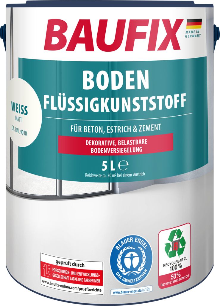 BAUFIX Boden-Flüssigkunststoff weiss matt, 5 Liter, Beton- Produktbild 