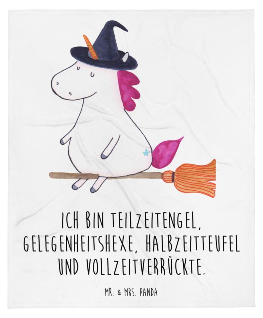 Mr. & Mrs. Panda Kuscheldecke Einhorn Hexe - Weiß - Geschenk, Unicorn, Bettüberwurf, Frau, Decke, Teufel, Tagesdecke, Engel, Couchdecke, Sofadeck...
