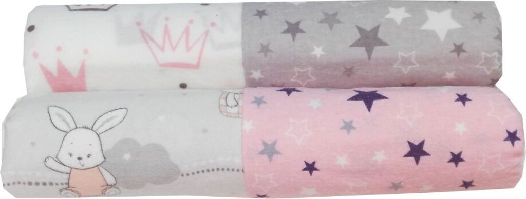 EMI&SAM 4er FLANELLWINDELN Stoffwindeln 75x75 cm Spucktücher Mullwindeln Weich B Set Mädchen