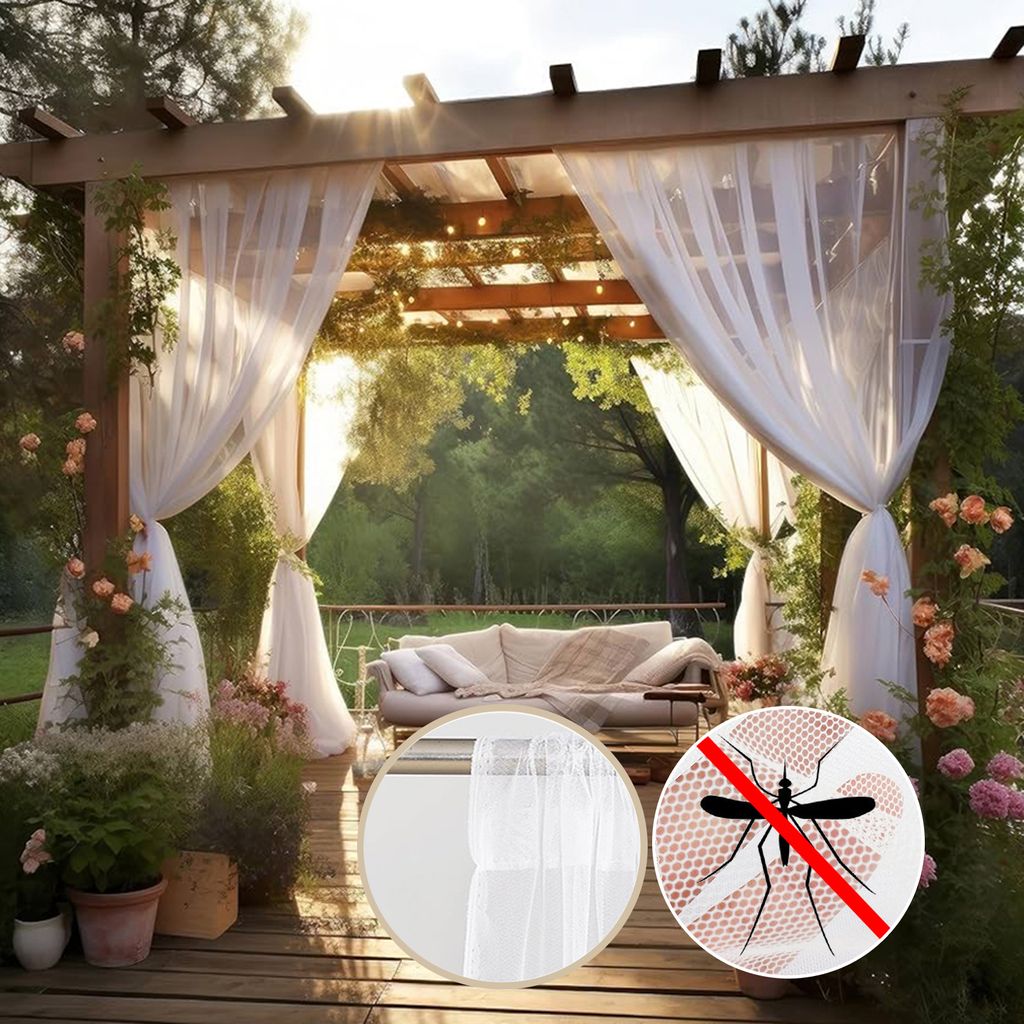 2er-Set 160x305cm Outdoor-Vorhang,Taschenstange Produktbild