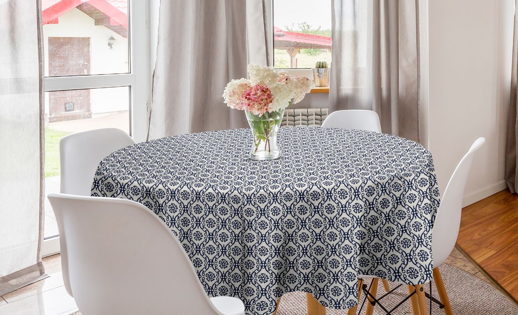 ABAKUHAUS viktorianisch Runde Tischdecke, Klassische viktorianische Motive, Kreis Tischdecke Abdeckung für Esszimmer Küche Dekoration, 150 cm, Vi...