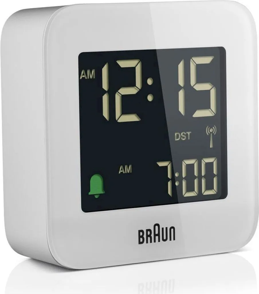 Réveil Matin Radio-piloté Braun BC 08 W-DCF avec Écran LCD et Alarme