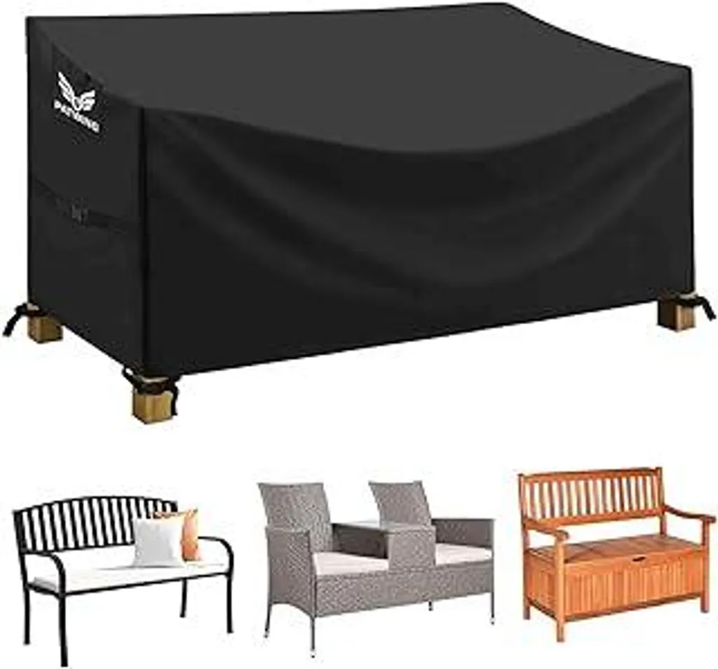 Copridivano da Giardino 3 Posti 163x66x89cm Tessuto Oxford 600D Nero