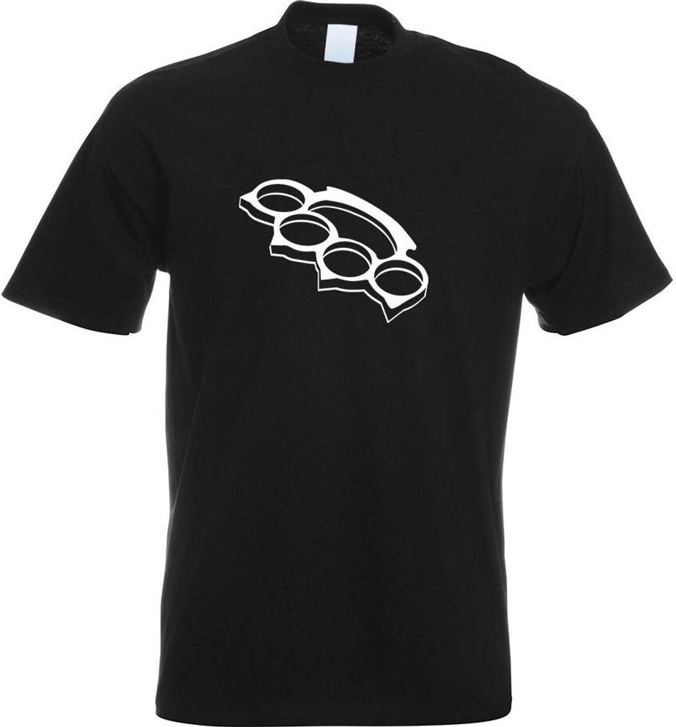 Kiwistar - T-Shirt - schwarz - Schlagring Faust Motiv Bedruckt Funshirt Design Print - mit Motiv Bedruckt - Funshirt Design - Sport - Freizeit - He...