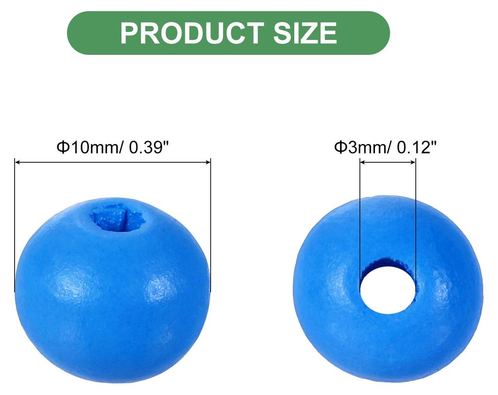 200 Stš¹ck 10mm bunte Holzperlen, gro?e runde farbenfrohe Holzspacer Perlen fš¹r DIY Basteln, Schmuckherstellung Armb?nder (Blau)