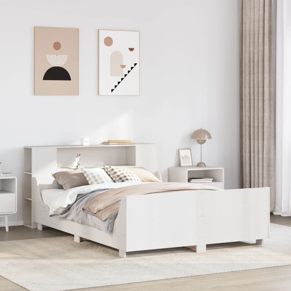 Möbel Massivholzbett ohne Matratze Weiß 120x200 cm Kiefernholz - Bettrahmen 3323771