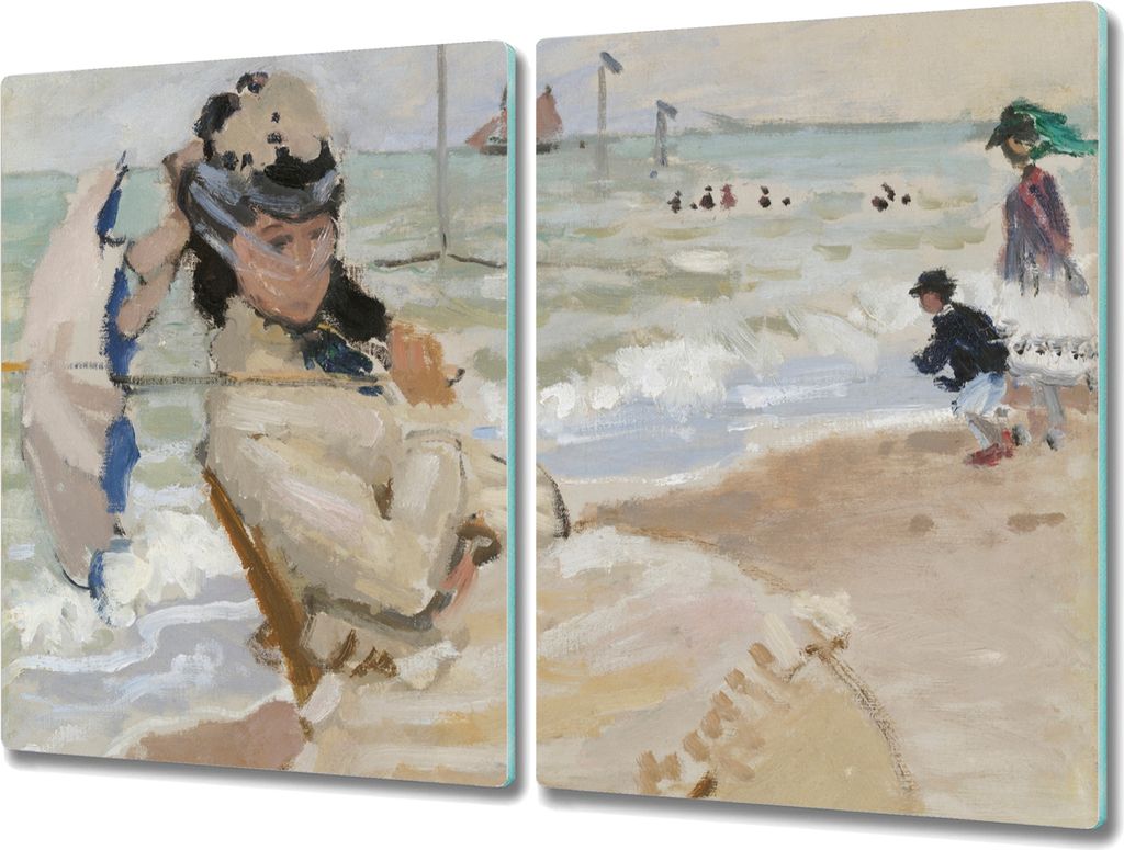 Coloray Schneidebrett Herdabdeckplatte 2x40x52 cm Kochplattenabdeckung Hackbrett Küchenbrett - Monet Strand