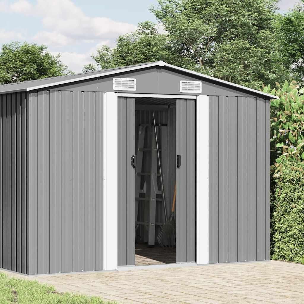 vidaXL Záhradný prístrešok 257x489x181 cm kovový sivý Obrázok produktu 