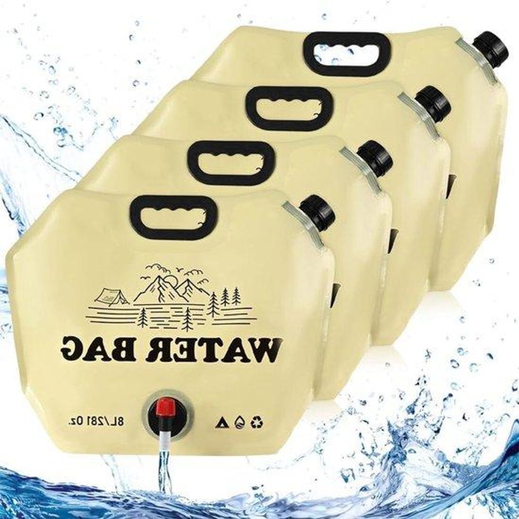 Flexibele, opvouwbare Wasserbehälter - Set von 4 - 8 Liter - Jerrycans mit Deckel - BPA-frei - für Camping und Outdoor-Aktivitäten