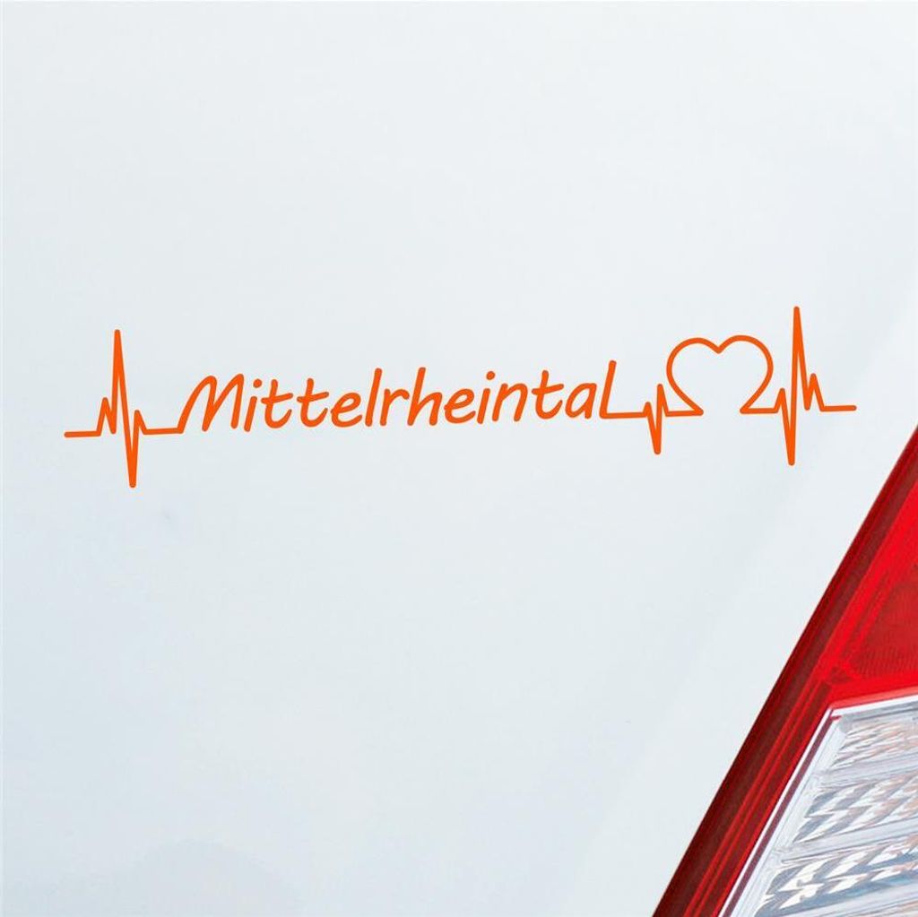 Auto Aufkleber Mittelrheintal Puls Herzschlag mit Ferien Region Motiv 19x4 cm Orange Sticker Heckscheibenaufkleber