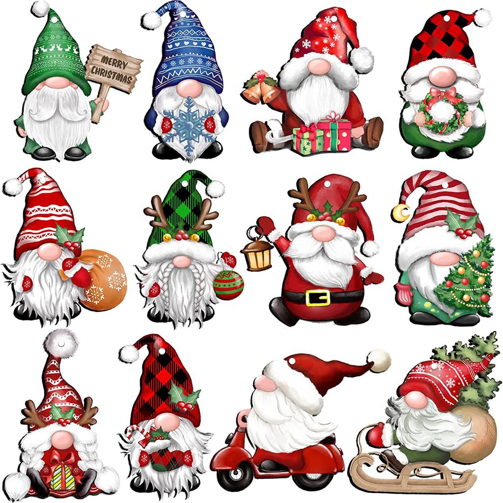 24pcs gnome Puppenanhänger mit Lanyard kein verblassender Frohe Weihnachten Gnomes Dekorationen für Geschenke-Weihnachtsmannkopf