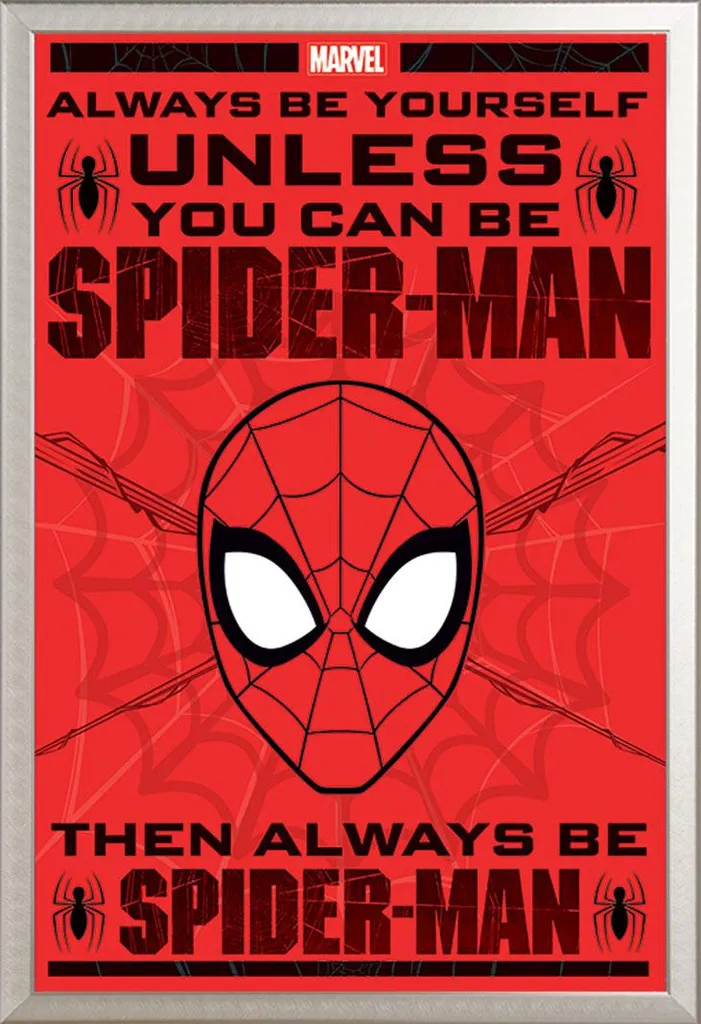 Spider-Man Poster 'Sii Sempre Te Stesso' + Cornice Shinsuke Alluminio Argento