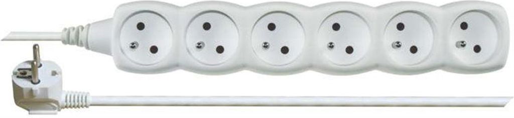 EMOS Cavo di prolunga 5 m / 6 prese / bianco / PVC / 1 mm2, Immagine del prodotto 