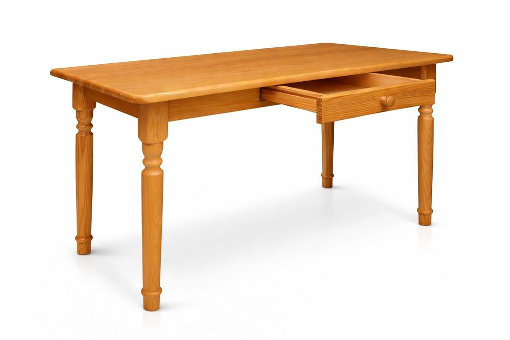 Esstisch mit Schublade Küchentisch Tisch Kiefer massiv Restaurant (60x70, Erle)