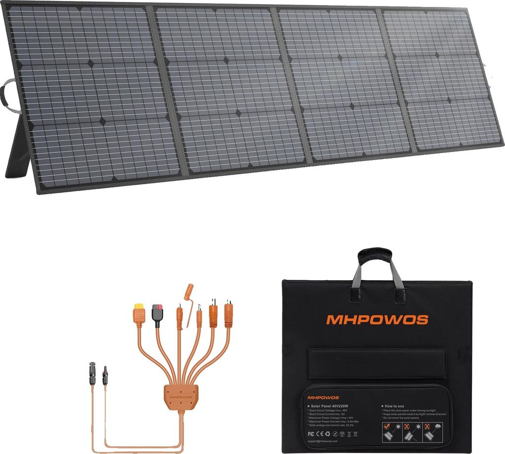Solární panel, výkon 220 W, skládací konstrukce, 220W Obrázek produktu 
