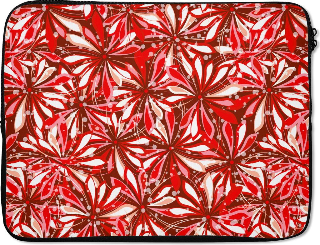 MuchoWow Laptop Hülle 15 Zoll Blüte - Rot - Muster - Blumen Laptoptasche - Laptoptasche - Sleeve - Rundum-Schutz
