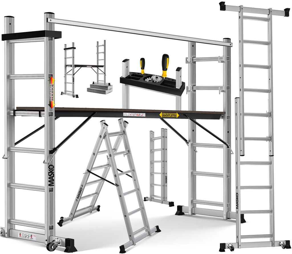 MASKO® Baugerüst mit Arbeitsbühne, Arbeitsgerüst 4in1 Produktbild 