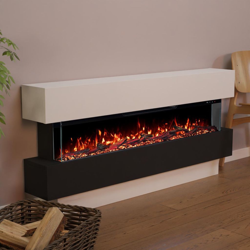 Glow Fire Elektrokamin 'Clear Standkamin 50' | Multicolor LED Wandkamin mit Heizung in weiss (1800W) | HxBxT: 69x149x21 cm