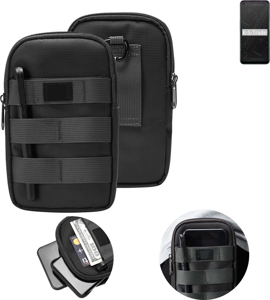 K-S-Trade Holster Gürtel Tasche kompatibel mit Oppo A72 Handy Tasche Schutz Hülle dunkel-grau viele Fächer, 1x