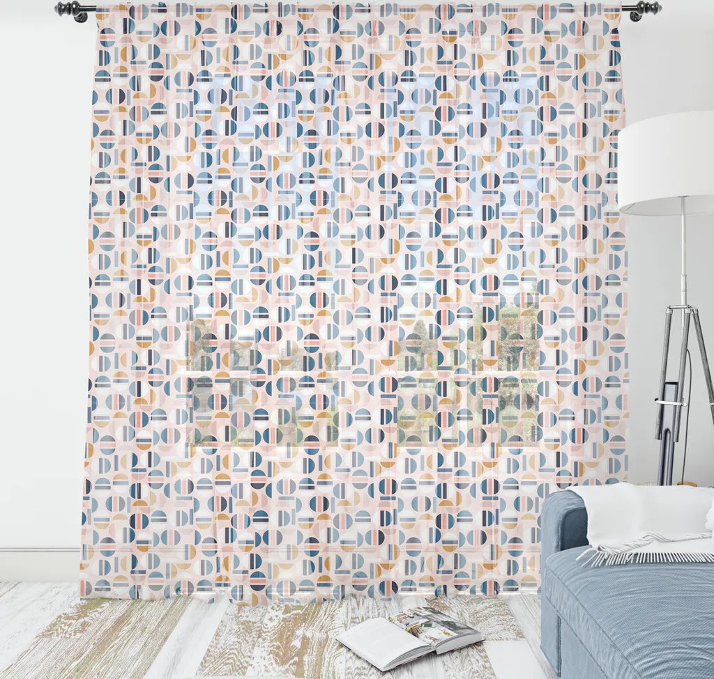 ABAKUHAUS Arazzo astratto, ispirato alla geometria, motivo contemporaneo semplice con forme circolari, tessuto da parete in raso setoso per soggiorno e camera da letto, 160 cm x 274 cm, Pale Blush multicolore