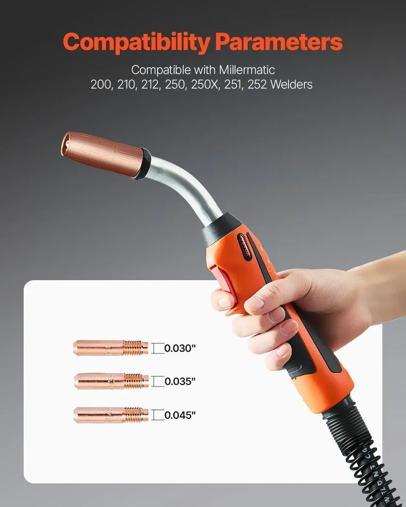 Torche de soudage MIG 250A - Gâchette ergonomique, compatible 0.8/0.9/1.2mm - 2