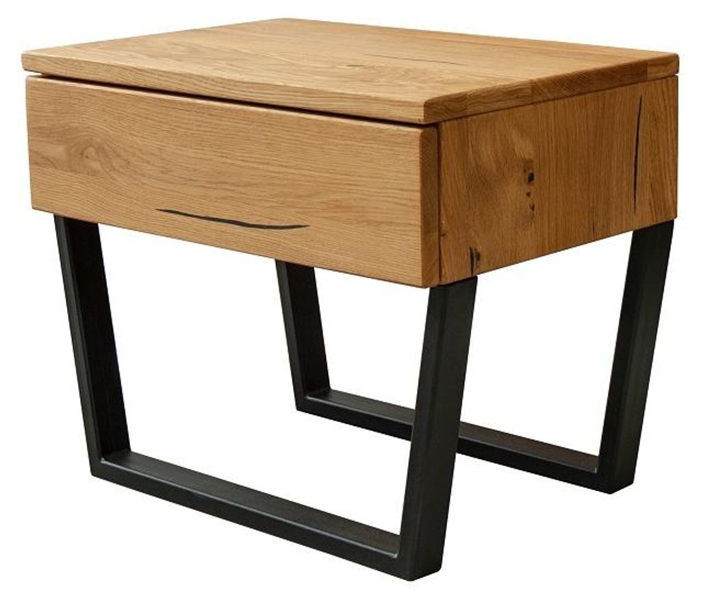 Nachttisch 50x41cm 'Mia & Amelia' Wildeiche schräge Füße Produktbild 