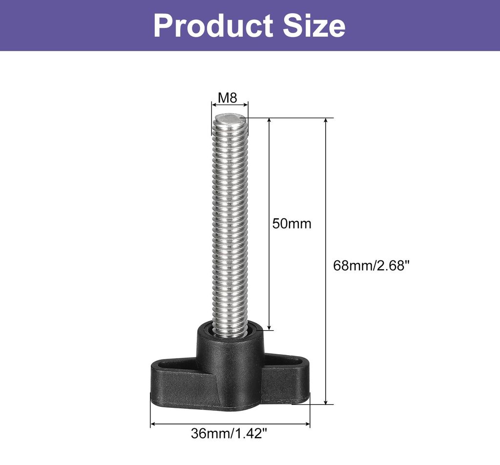 2 Stš¹ck Klemmschraubenknopf, M8 x 50mm 304 Edelstahl T-f?rmige Daumenschrauben Griff fš¹r schnellen Austausch des Handfestziehknopfs