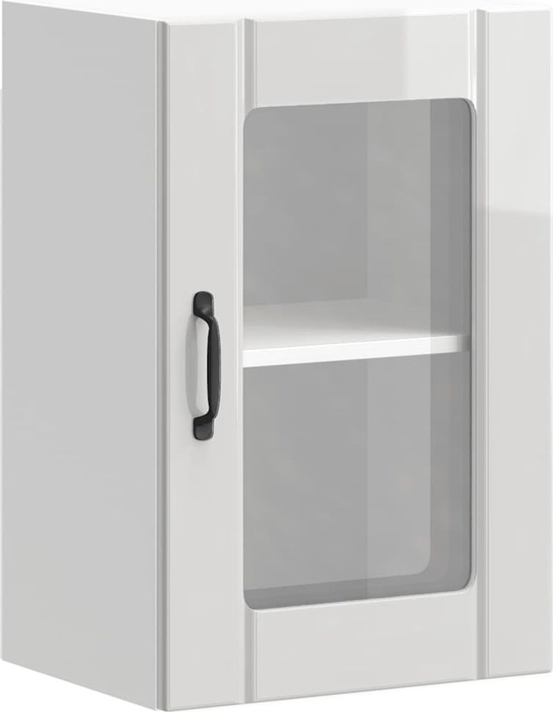 (Robust Möbel)Küchen-Hängeschrank/Buffet Küche - elegantes Design - Küchenmöbel/Buffetschrank - mit Glastür Lucca Hochglanz-Weiß - Küc...
