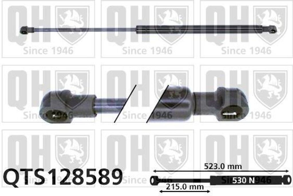 QUINTON HAZELL QTS128589 Gasfeder Heckklappendämpfer für NISSAN ALMERA TINO (V10) 523mm