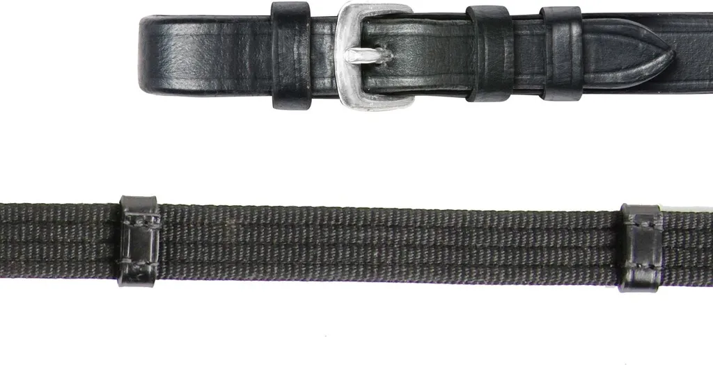 Rênes de cheval antidérapantes Wembley noires en cuir et grip de 140 cm