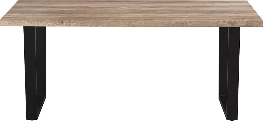 Grande table à manger rectangulaire 180cm bois exotique et métal Armin