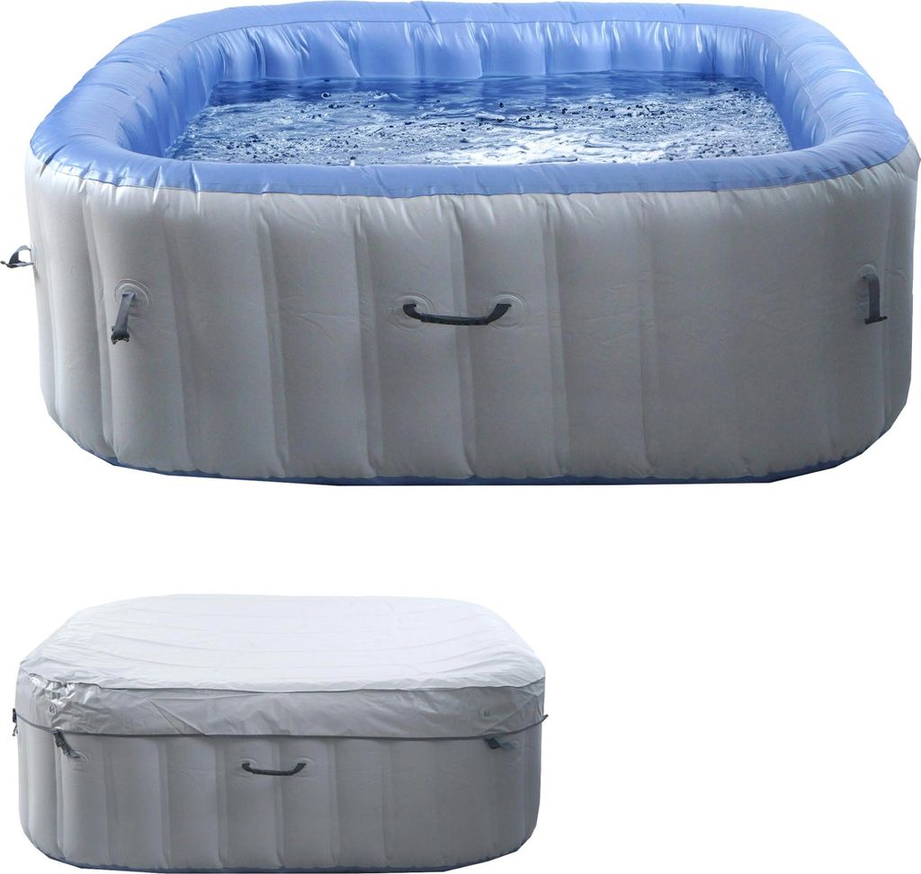 Whirlpool MCW-N97, Ersatz-Pool 6 Personen, In-/Outdoor aufblasbar PVC laminiert, eckig 198cm, grau-blau